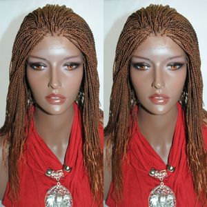 22 tums syntetiska spetsfront peruker för svarta kvinnor bruna flätor twist jumbo dread faux locs frisyr lång brun spets peruk