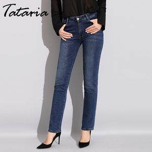 Tatatia denim skinny jeans för kvinna plus storlek elastisk stretch jeans kvinna hög midja kvinnor blå jeans denim penna pants y190430