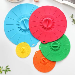 5pcs Silicone Suction Lid Set Bowl Pan Cooking Pot Lids Fresh Keep Silica Gel Stretch Cover Kitchen Pans Spill Stopper Covers DBC BH3515