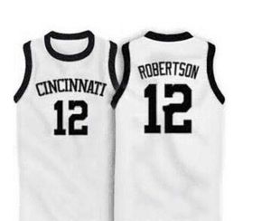 Custom xxs-6xl Men vintage #12 Oscar Robertson College Jersey Black White Novo qualquer personalidade qualquer número, nome e tamanho S-xxxl