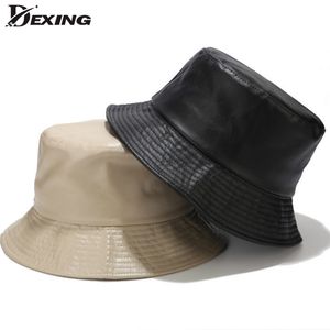 Модная черная панама из искусственной кожи, повседневная шляпа с защитой от солнца Боб, мужская Кемпинговая шляпа для мужчин и женщин, Паннама для рыбалки, Cap294Z