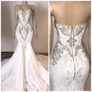 Vestidos de casamento sereia Sexy Backless Beadings Beadings Lace Bidal Vestidos com Fishtail Long Western Robe de Mariage BC3034