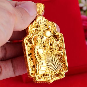 Vintage Buddha Wisiorek Naszyjnik Lina Łańcuch 18 K Żółte Złoto Wypełnione Buddyjskie Wierzenia Kobiet Mężczyzna Biżuteria Prezent