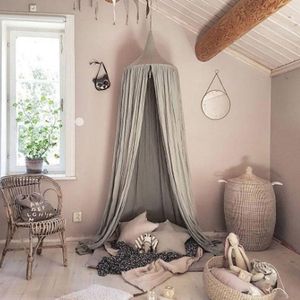 Vardagsrum Kids sängkläder Round Dome Bed Canopy Bomull Linne Myggnät Gardin för barn Tjej Rum Comfort Inredning