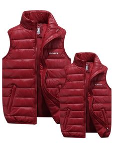 Men's Down Vests 4 Color Winter Jackets Men Fashion Sleeveless Solid Zipper Coat Overcoat Warm Vests Plus Size S-6XL