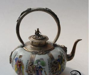 Chiny Handmade Porcelan Brąz osiem nieśmiertelnych czajnik