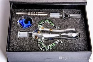 Glass Bong Set Black Gift Box with Titanium Nail Heady Oil Rigs Straw Concentrate Dab Straw glass oil burner pipe