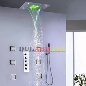 4 funzioni dell'acqua lavorano insieme o separatamente Set di rubinetti per doccia a LED per bagno con soffione a cascata a pioggia 50X36 CM 008-50X36P-6MK