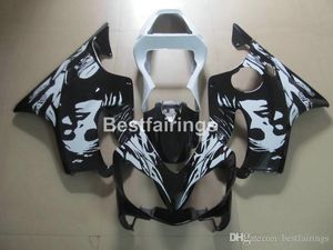 Injektionsgjutning Plastmakare för Honda CBR600 F4I 01 02 03 Vit Svarta Fairings Set CBR600F4I 2001 2002 2003 HW09