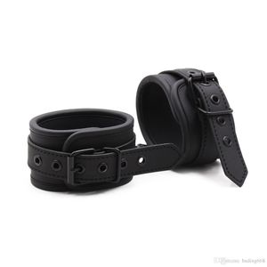 2020 Black Faux Leather Slave Hand Ring Handcuffs Ankle-cuffs Restraint BDSM Sex Toy Z778
