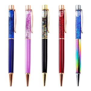 Student Ballpoint Flow Oil Crystal Gold Ballpoint Pen Creative Student 1.0mm Black Ink Glitter Writing Pens