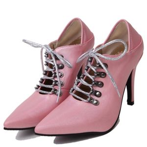 mode 2019 kvinnor pumpa rosa skor våren / höst pu pekade tå tunna klackar 6cm spets upp svarta vita fina skor för kvinnor