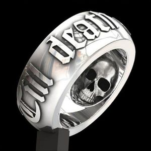 10pcs 'Till Death Do Us Part' Hip Hop Men's Fashion Alloy Skull Ring Engagement Jewelry Rings Size 6-13 G-20