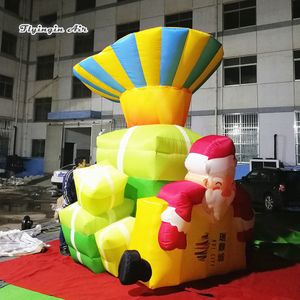 Simulado Caixa de presente de Natal inflável 4m de altura Publicidade Papai Noel Com Sacos de presente para eventos Xmas Decoração