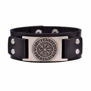 Dropshipping Vichingo Vegvisir Bussola Ciondoli Braccialetto Norreno Rune Uomini Gioielli Odin Simbolo Bracciale in pelle