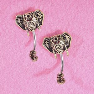 Sexig vintage elefantdjur Wasit Belly Dance Crystal Body Jewelry Rostfritt stål Navelklocka Knapp Piercing Rings för kvinnor