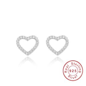 Luxury Heart 925 Sterling Silver Ear Stud örhängen för kvinnor gåva bröllop mode pave full 5a cz rese smycken fest gåva