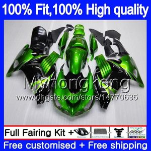 KAWASAKI ZX 14R ZZR1400 년 2006 년 2007 년 2008 년 2009 년 2010 2011 223MY.5 ZZR1400 ZX14R ZX14R 06 07 08 09 10 11 증권 녹색 바람막이를 들어 사출