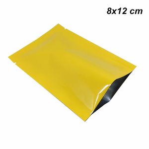 8x12 cm 100 pz Giallo Lucido Open Top Termosaldante Mylar Foil Sacchetti per Imballaggio Sottovuoto per Alimenti per Noci Secche Foglio di Alluminio Sacchetti Sigillanti Termici sottovuoto