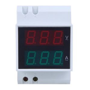 Freeshipping Topplista Din-Rail AC 110V / 220V Digital Voltmeter Ammeter Red Volt Green Amp Meter LED-display