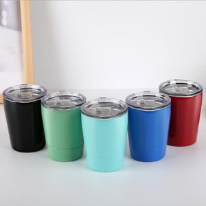 8 Colors 9oz Kids Milk Cup Stainless Steel Cup Stemless Wine Glass Car Mugs with Lids and Straw Hydration Gear CCA11283 25pcs