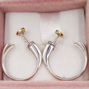 Studs Two Hearts Hoop Earrings Authentic 925 Sterling Silver passar europeisk Pandora Style Studs Jewelry Andy Jewel 296576