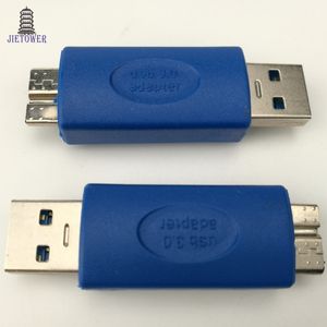 100PCS / Lot USB 3.0 Typ A Man till USB 3.0 Micro B Male Plug Connector Adapter USB3.0 Converter Adapter AM till Micro B Blue