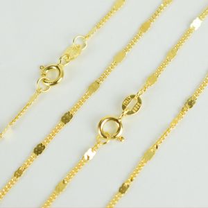 Italy Jewelry 100% Pure 925 Sterling Silver Gold Color 1.8mm Flat Horsewhip Chain Choker Necklace 40cm/45cm Long for Women Girls