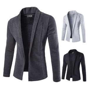 Gorąca sprzedaż Moda Męskie Solid Blazer Cardigan Z Długim Rękawem Casual Slim Fit Sweter Kurtka Knit Płaszcz HH88