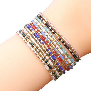 New Fashion Handmade Multicolor Seed Beads Thin Vsco Girl Friendship Bracelets Colorful Boho Adjustable Wristband Gifts For Women and Girls