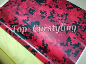 Red digital printed camo vinyl car wrapping film car sticker foil for vehicle wraps 5x98ft/roll