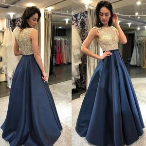 2019 A Line Long Prom Dresses Satin Floor Length Evening Dresses Gold Sequins Custom Made Girls Formal Party Gowns