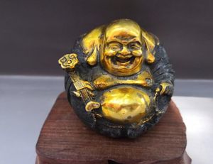 China velho ouro tibetano banhado a estátua de bronze de como se deseja Buda