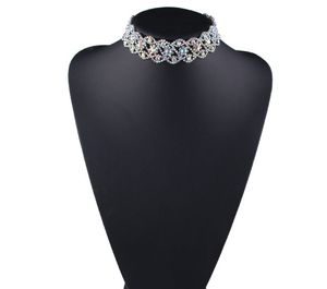 nuovo stilista di lusso super scintillante cavo pieno di strass diamante cristallo fiore collare collana girocollo per donna
