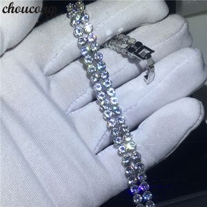 choucong Funkelndes 2-reihiges rundes Armband mit Zirkonia, Weißgold gefüllt, Party- und Hochzeitsarmbänder für Damen, modischer Schmuck