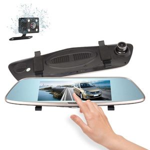 7" touch screen car DVR mirror driving video recorder 2Ch rearview camera full HD 1080P 170° wide view clear night vision parking monitor