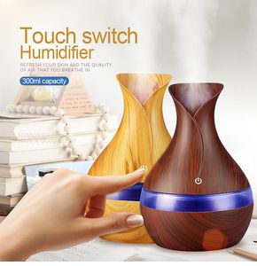usb air humidifier 300ml Aroma Essential Oil diffuser 7 Color Changing LED light mini Aromatherapy machine with Wood Grain DLH218