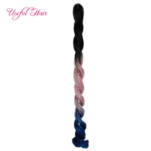 Big Wave Bouncey Curl Sea Body Braiding Hair Extension 24Inch Crochet Braids Lång syntetisk hårförlängning Ombre färg Curly Marley