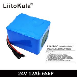 Liitokala18650 24V 12AH 6S6P Lithium Batteripack 25.2V 12000MAH Batteri cykel 350W 250W hög effekt, långvarig effekt.