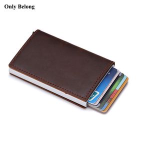 Card Holders Genuine leather aluminume Wallet I Blocking Wallets Automatic Popi up Credit business Card Case Protector