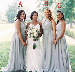 Bohemian brudtärna klänningar olika stilar samma färg billig chiffong sommar formell bröllopsfest gästpige av ära klänningar skräddarsydda