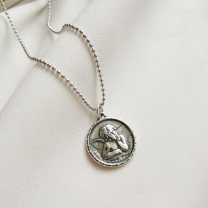 Quanlity 925 Sterling prata guardião anjo pingentes colar imagem design design selvagem colar para mulheres moda fina jóias