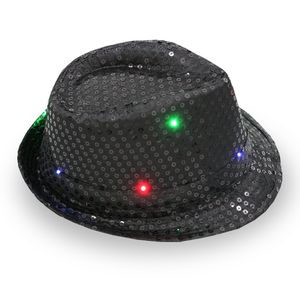 Hat For Men Tasarımcı Hat Led Caz Şapkaları Aydınlatıcı Işık Fedora Caps Sequin Cap Seck Olup Dans Partisi Şapkalar Unisex hip-hop lambası Aydınlık Kap Gga2564