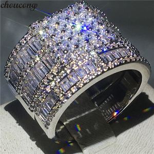 choucong Luxury Promise Ring set Princess cut Diamond 925 Sterling Silver Engagement Wedding Band Rings for Women Men Gift