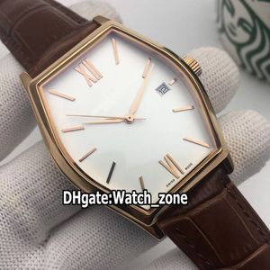 Luxo New Malte 82230 / 000R-9963 White Dial Automatic Mens Watch Rosa de Ouro Caso Brown Leather Strap alta qualidade Gents Relógios Watch_zone