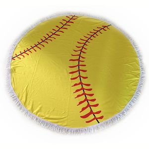 Baseball Softball Round Beach Towel Sports Yoga Mat Polyester Printing Tapestry Outdoor Camping Picnic Rug Towels Diameter 150cm BH2226 CY