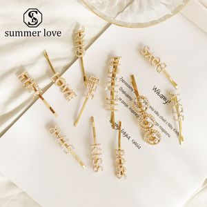Newest Hairpins Korea Imitation Pearl Smile Face Sexy Hair Clips for Women Fashion Letter LOVE KISS Gold Hairclips Accessories Bulk item