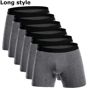 Cuecas 6 pçs/lote Long Style Men Boxers Homme Underwear Brand Boxer Cotton Respirável Under Wear Chegou Y864