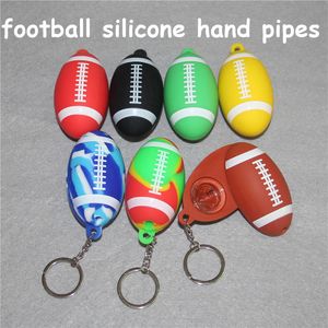 Silikon-Öl-Rig-Wasserpfeife, Fußball-Form, Rauchpfeife, Bong, wiederverwendbare Zigaretten-Handpfeifen mit Glasschüssel und Schlüsselanhänger