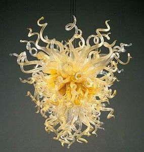 LED Crystal Murano Chandeliers Lamp Flower Shape Golden Hand Blown Glass Light Fixture AC 110/120/220/240V